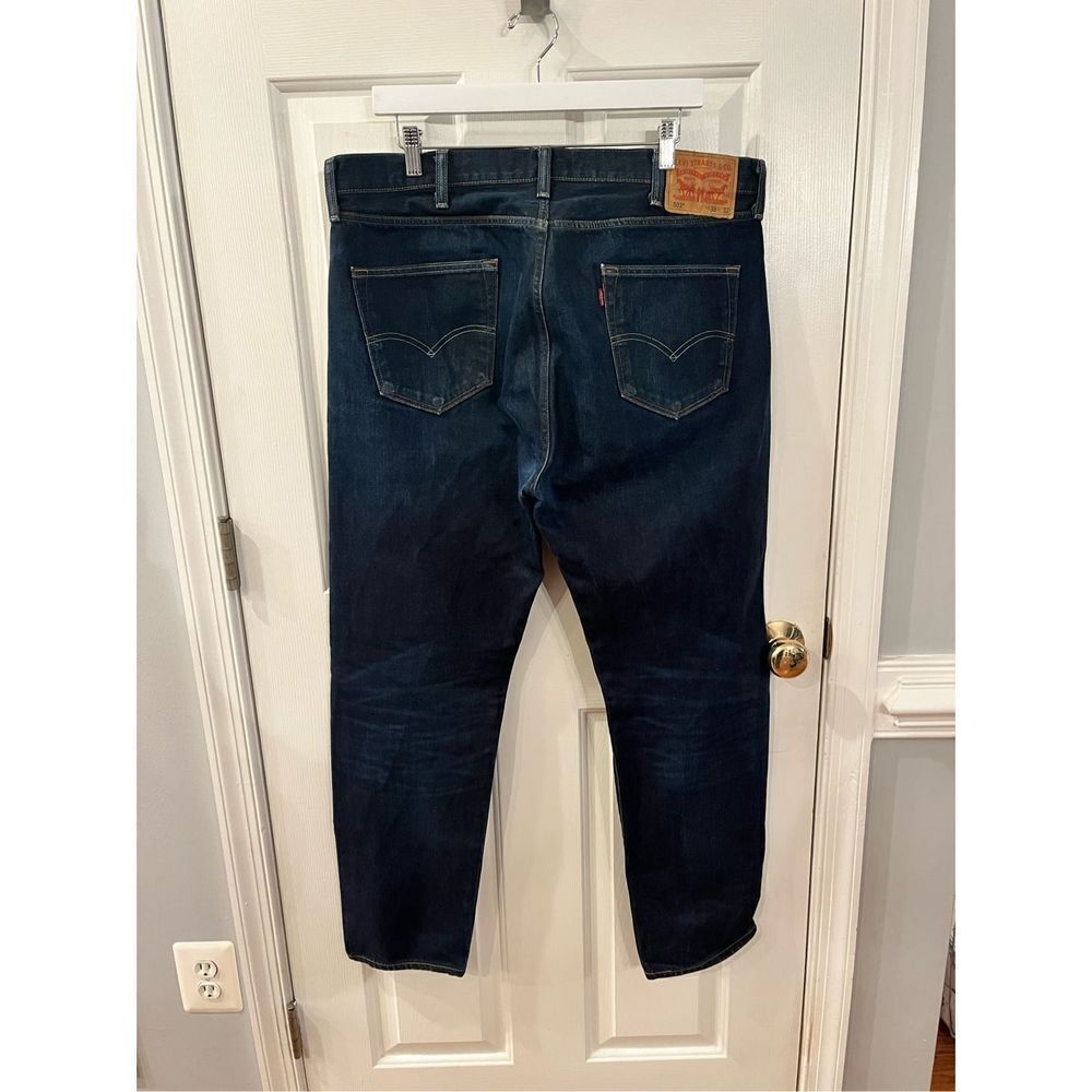 Levi’s 501 Dark Wash Button Fly Jeans sz 38X32 EUC UNWORN - Picture 5 of 8